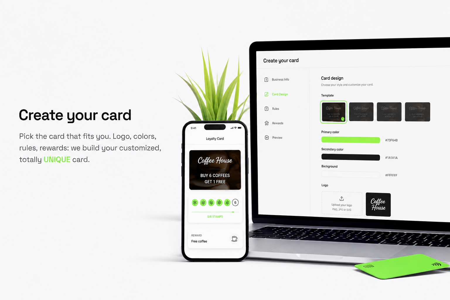 Three colorful digital loyalty cards fanned out